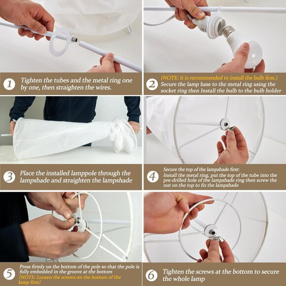 NEW! 46“ Floor Lamp for Living Room, 3 Color Temperature White Fabric Lampshade - Picture 7 of 7